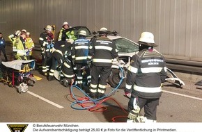 Feuerwehr München: FW-M: Verkehrsunfall am Tunnelausgang (Bogenhausen)