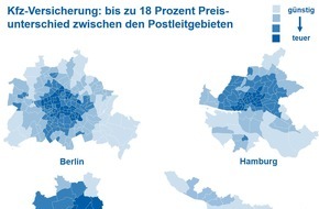CHECK24 GmbH: Kfz-Versicherung: Beitrag variiert in derselben Stadt um bis zu 18 Prozent