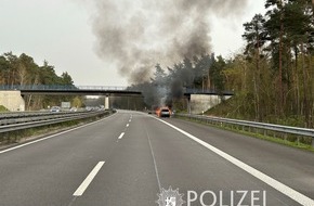 Polizeidirektion Neustadt/Weinstraße: POL-PDNW: Autobahnpolizei Ruchheim - Fahrzeugbrand auf BAB 61