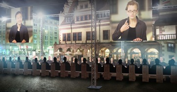 Leipzig Tourismus und Marketing GmbH: Großinstallation und transmediales Konzert für 95 Künstler: ABENDMAHL - abnehmender Schrecken/zunehmende Liebe