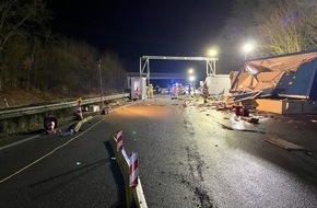 Polizeidirektion Landau: POL-PDLD: Betrunkener LKW Fahrer verursacht größeren Verkehrsunfall am Grenzübergang auf der Bienwald B9