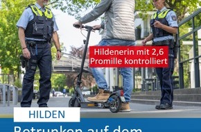 Polizei Mettmann: POL-ME: Mit 2,6 Promille auf dem E-Scooter: Führerschein beschlagnahmt - die Polizei klärt auf - Hilden - 2308089