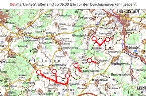 Polizeidirektion Göttingen: POL-GOE: (629/2011) Abgestimmtes Verkehrskonzept sieht Straßensperrungen im östlichen Landkreis Göttingen vor - Polizei rät Verkehrsteilnehmern, längere Fahrzeiten einzuplanen