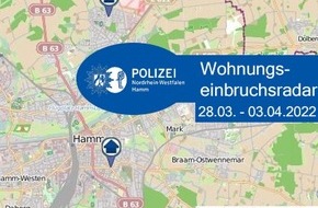 Polizeipräsidium Hamm: POL-HAM: Wohnungseinbruchsradar Hamm für die Woche vom 28. März bis 03. April 2022