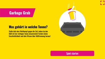 Initiative "Mülltrennung wirkt": Blitzschneller Trennspaß: Neues Online-Spiel "Garbage Grab" trainiert richtige Mülltrennung und Geschicklichkeit