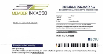 Landeskriminalamt Rheinland-Pfalz: LKA-RP: Landeskriminalamt und Verbraucherzentrale warnen: Erneut betrügerische Forderungsschreiben im Umlauf - Inkasso-Firma existiert nicht