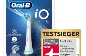 Oral-B: Die innovative iO-Technologie von Oral-B überzeugt erneut: Stiftung Warentest kürt die Oral-B iO3 zur besten elektrischen Zahnbürste im neuesten Testlauf