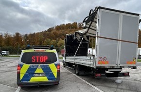 Polizeipräsidium Osthessen: POL-OH: Kontrollschwerpunkt Verkehrssicherheit - Unfallbeschädigter Lkw angetroffen - Weiterfahrt untersagt