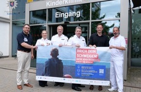 Polizeipräsidium Südhessen: POL-DA: Darmstadt: Darmstädter Kinderkliniken Prinzessin Margaret unterstützen Präventionskampagne "Brich´ Dein Schweigen - Hinter jedem Missbrauch steckt ein Gesicht" - Polizeivizepräsident übergibt Banner