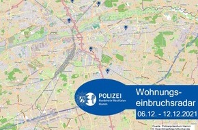 Polizeipräsidium Hamm: POL-HAM: Wohnungseinbruchsradar Hamm für die Woche vom 06. Dezember bis 12. Dezember 2021