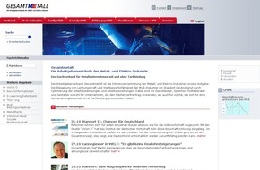 Arbeitgeberverband Gesamtmetall e.V.: Arbeitgeberverband Gesamtmetall mit neuem Internet-Auftritt