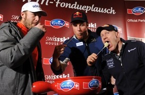 Emmi Schweiz AG: World-class fondue evening with Cuche, Svindal and Miller