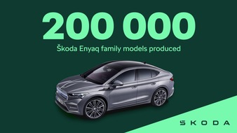 Skoda Auto Deutschland GmbH: Škoda Enyaq-Modellfamilie erreicht Meilenstein mit 200.000 produzierten Exemplaren
