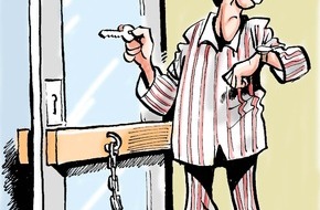 Bundesgeschäftsstelle Landesbausparkassen (LBS): Extra-Arbeit für Mieter / Erdgeschossbewohner wurden zum Zusperren der Türe verpflichtet (FOTO)