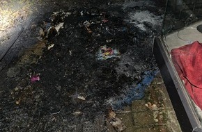 Polizei Mettmann: POL-ME: Mülltonne neben Friseursalon in Flammen - Hilden - 2412031