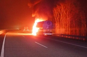 Verkehrsdirektion Mainz: POL-VDMZ: Silo-Zug brennt auf Autobahn
