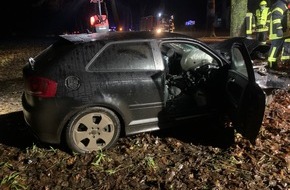 Polizeiinspektion Stade: POL-STD: 21-jähriger Audifahrer bei Unfall in Klein Wangersen schwer verletzt