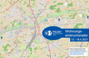 Polizeipräsidium Hamm: POL-HAM: Wohnungseinbruchsradar Hamm für die Woche 12.04.2021 bis 18.04.2021