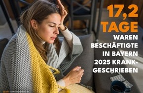 DAK-Gesundheit: Bayern: Besch&auml;ftigte im Durchschnitt an 17,2 Tagen krankgeschrieben