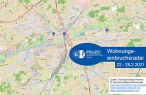 Polizeipräsidium Hamm: POL-HAM: Wohnungseinbruchsradar Hamm für die Woche 22.02.2021 bis 28.02.2021