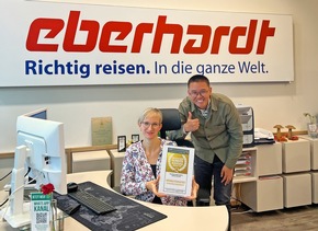 Eberhardt TRAVEL erneut mit Deutschem Kunden-Award 2024/25 ausgezeichnet