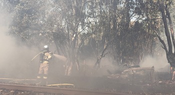Feuerwehr Meerbusch: FW Meerbusch: Kilometerlanger Fl&auml;chenbrand entlang Bahnstrecke von Meerbusch nach Krefeld.