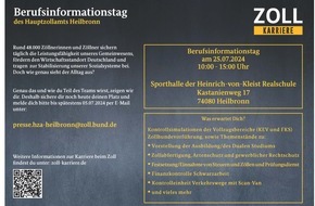 Hauptzollamt Heilbronn: HZA-HN: Zoll Schnuppertag am 25. Juli 2024/Veranstaltung für ausbildungs- und studieninteressierte Jugendliche oder "Neudurchstarter"