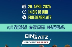 Polizeipräsidium Südhessen: POL-DA: Darmstadt: "Respekt zeigen - Respekt erfahren: Begegnungen mit der Blaulichtfamilie" am 29.4.2025 auf dem Friedensplatz in Darmstadt
