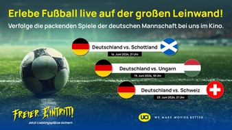 UCI Multiplex GmbH: Fußball auf der großen Leinwand in UCI Kinos / Familienfreundliches Public Viewing der Gruppenphase ab 14. Juni