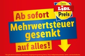 Lidl: Schon jetzt Mehrwertsteuer runter: Vorreiter Lidl startet am 22. Juni mit der Preissenkung