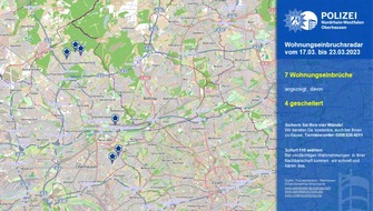 Polizeipräsidium Oberhausen: POL-OB: Sieben Wohnungseinbrüche angezeigt - Vier dieser Taten gescheitert