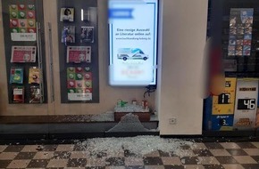 Bundespolizeidirektion Sankt Augustin: BPOL NRW: Scheibe zerstört für eine Flasche Gin - Bundespolizei ermittelt gegen Unbekannten