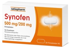 ratiopharm GmbH: Neues Schmerzmittel rezeptfrei erhältlich / Synofen von ratiopharm: schnell, stark und gut verträglich bei Schmerzen