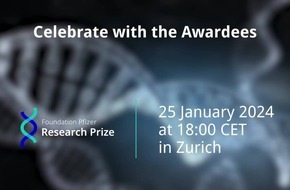Save the date: 33ème remise du prix Pfizer de la recherche le 25 janvier 2024 à Zurich