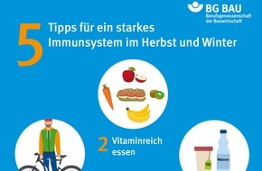 BG BAU Berufsgenossenschaft der Bauwirtschaft: Fit durch den Winter - Immunabwehr stärken / BG BAU-Plakat