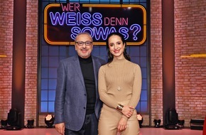 ARD Das Erste: Das Erste: Familienbande: Stephanie und Wolfgang Stumph bei "Wer weiß denn sowas?" / Das Wissensquiz mit Kai Pflaume, Bernhard Hoëcker und Elton vom 18. bis 22. Januar 2021 um 18:00 Uhr im Ersten