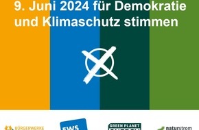 Green Planet Energy eG: Am 9. Juni Demokratie und Klimaschutz wählen – gemeinsamer Aufruf zur Europawahl