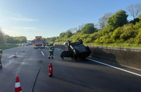 Feuerwehr Bergheim: FW Bergheim: Verletzte Personen nach Verkehrsunfall auf der A61 bei Bergheim
