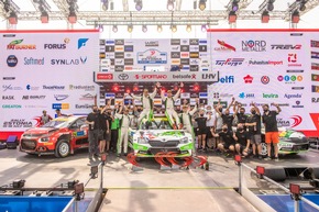 SKODA Teams gewinnen Kategorien WRC2 und WRC3 beim WM-Lauf Rallye Estland