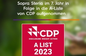 Sopra Steria SE: Sopra Steria im 7. Jahr in Folge in die CDP-A-Liste aufgenommen / Führende Rolle beim Klimaschutz bestätigt