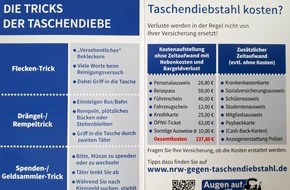 Kreispolizeibehörde Rhein-Kreis Neuss: POL-NE: Die Polizei informiert: Das Phänomen "Taschendiebstahl" in Zahlen