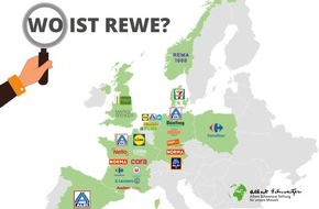 Albert Schweitzer Stiftung für unsere Mitwelt: Hunderttausend fordern Tierschutz von Rewe, Europas Supermärkte machen es vor