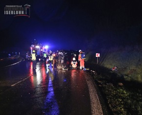 FW-MK: Verkehrsunfall auf dem Autobahnzubringer Iserlohn-Oestrich