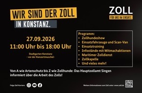 Hauptzollamt Singen: HZA-SI: Veranstaltung "Wir sind der Zoll - 75 Jahre ZOLL in der Bundesrepublik Deutschland" im Stadtgarten Konstanz am 27. September 2026