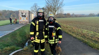 Freiwillige Feuerwehr Werne: FW-WRN: FEUER_2 - LZ1 - LG4 - LKW Bremse qualmt