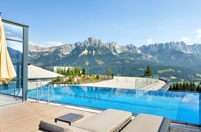 PRESSETEXTER Text- und Kommunikationsagentur GmbH: 5*S Hotel Kaiserhof Ellmau begeistert mit neuem Spa Turm und einzigartigem Unlimited Mountain Pool