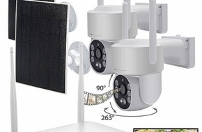 PEARL GmbH: VisorTech Funk-Überwachungsset Festplatten-Rekorder DSC-500.nvr plus 2x 2K-Pan-Tilt-Kamera, App: hochauflösende Überwachung mit autarken Kameras und sichere Aufzeichnung