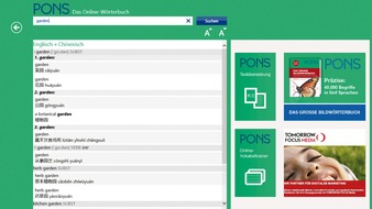 PONS GmbH: Neu: Das PONS Online-Wörterbuch www.pons.eu spricht jetzt auch Chinesisch (BILD) (BILD)