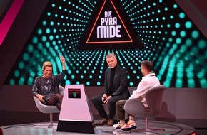 SAT.1: Andrea Kiewel lässt nichts anbrennen bei "Die Pyramide" mit Pierre M. Krause, Amira und Oliver Pocher am Mittwoch