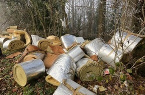 Polizeipräsidium Ludwigsburg: POL-LB: Besigheim: 25 Rollen Mineralfaser-Wärmedämmfilz unerlaubt entsorgt